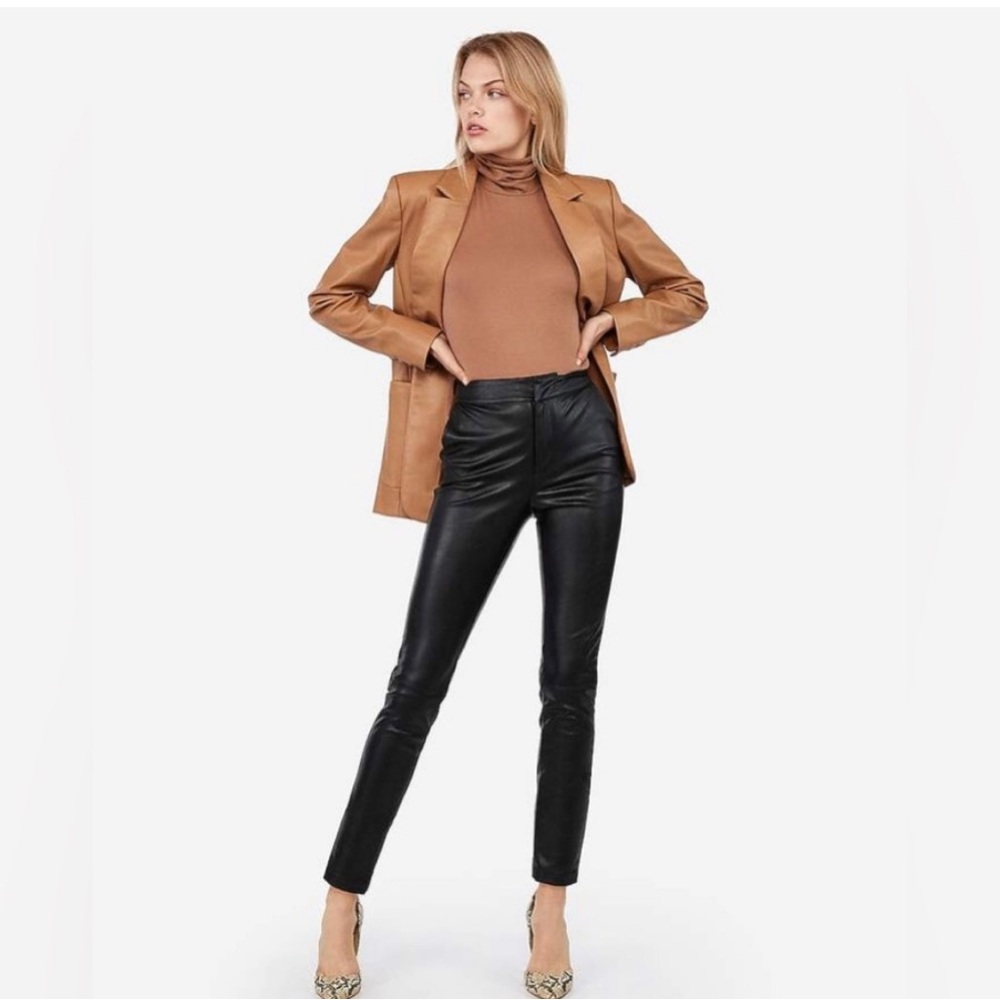 NWT Express Negin Mirsalehi Vegan Leather Boyfriend Blazer